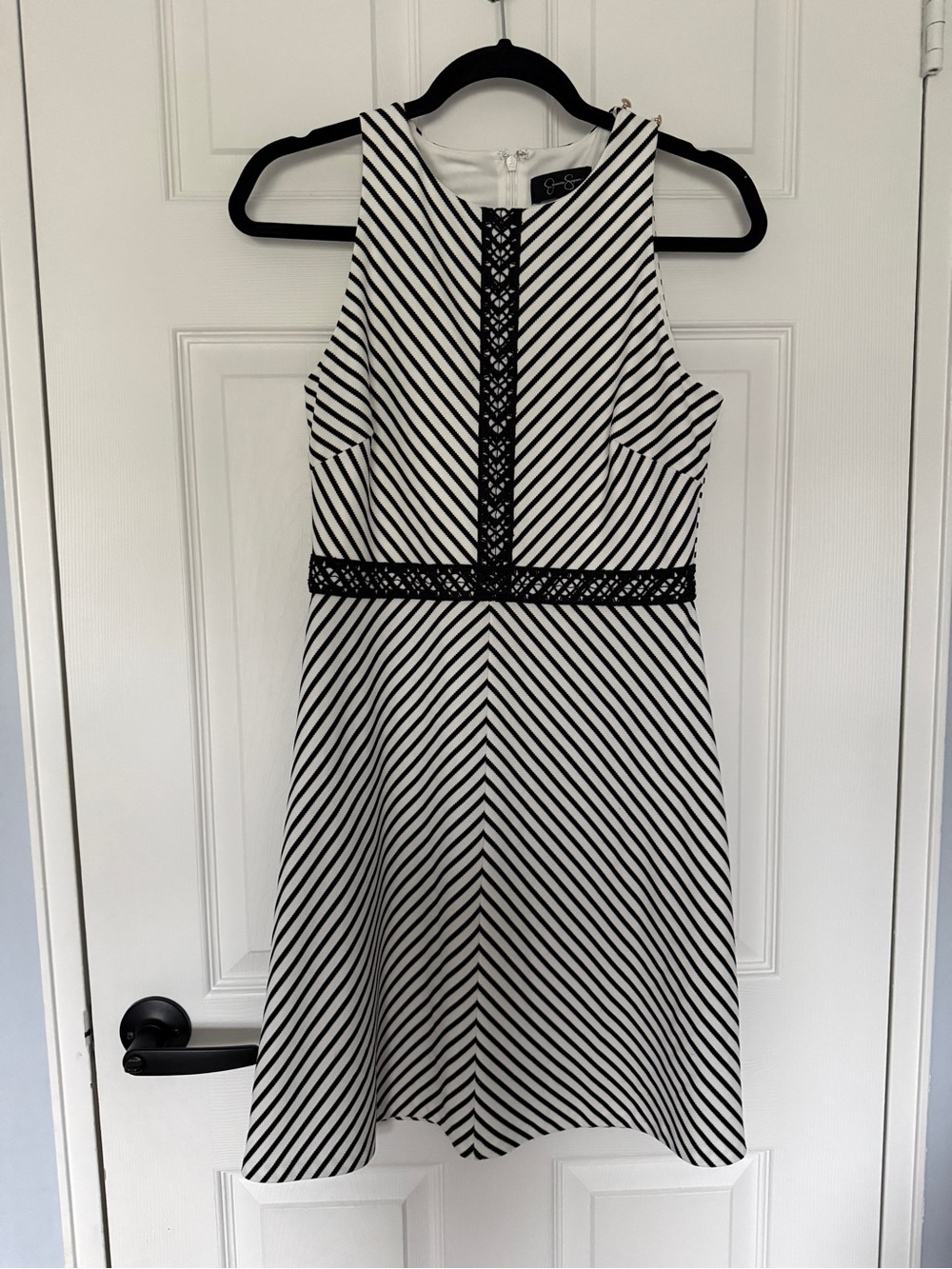 Jessica Simpson Black and White Striped Midi Dress
